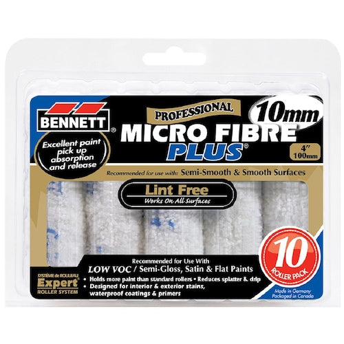 Bennett 10 Pack 4" Micro Fiber 10mm Rollers